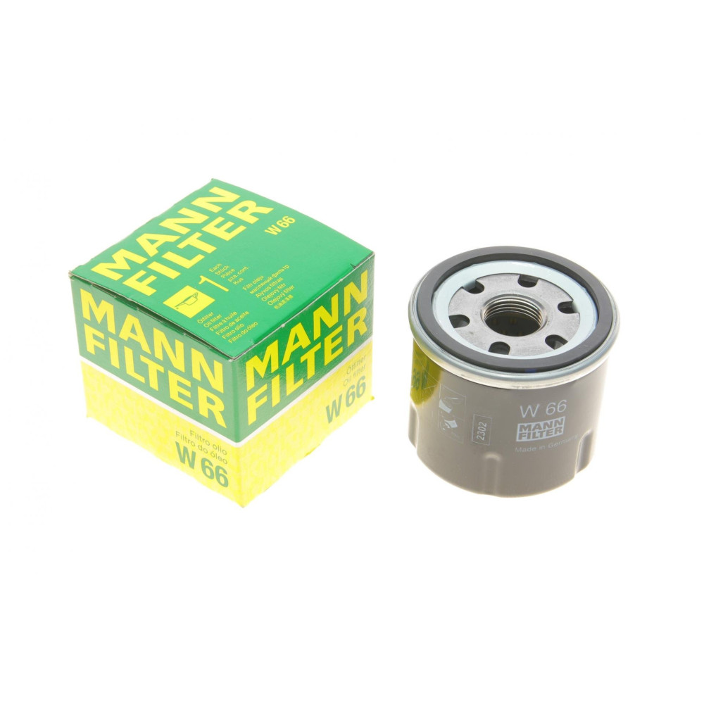 Фільтр масляний Renault Kangoo 1.2 97-07/Clio 1.0-1.2 00-15/Logan 1.0-1.2 09-/Nissan Kubistar 03- W 66 MANN-FILTER