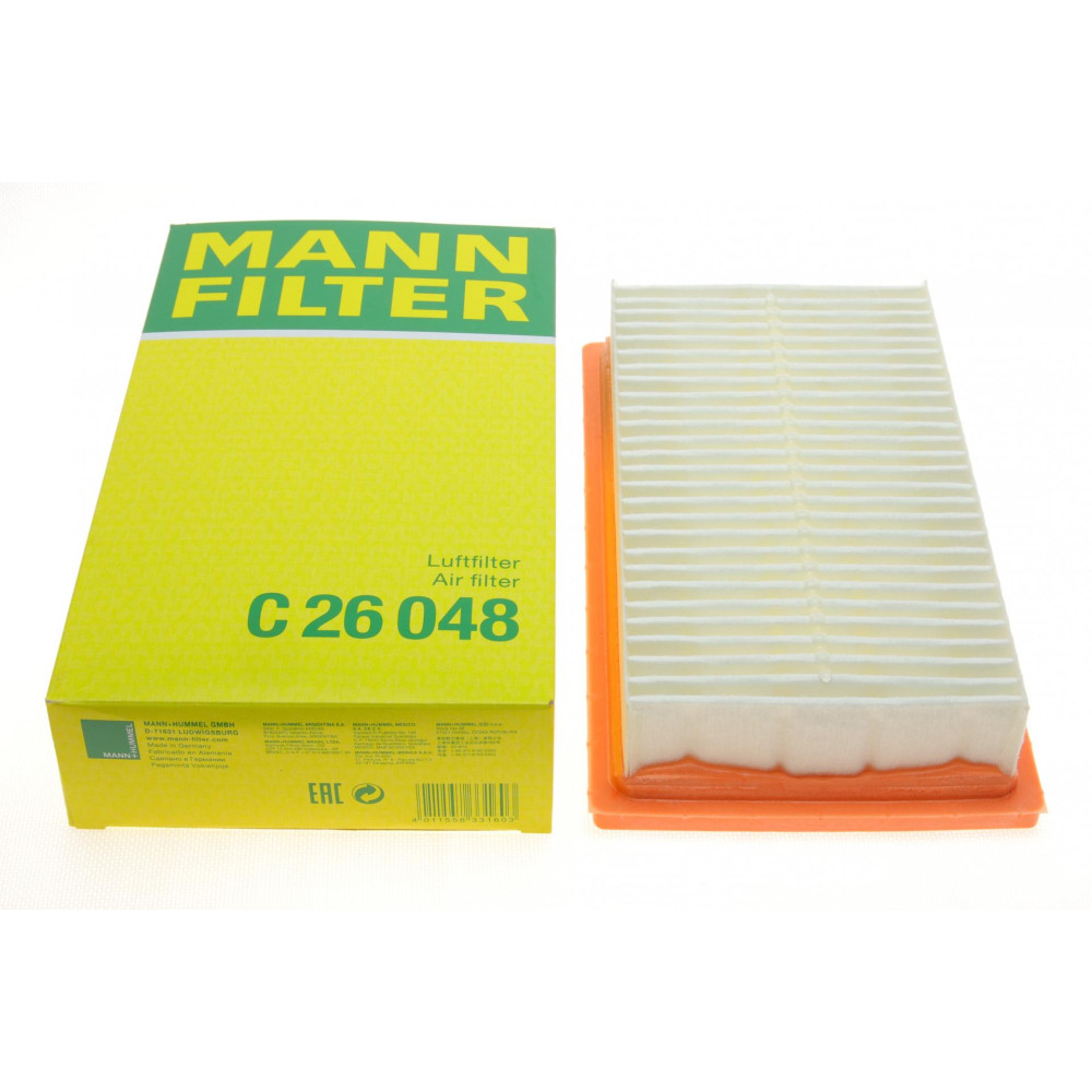 Фильтр воздушный Hyundai Accent/Solaris 1.4/1.6/Kia Rio 1.0T-GDI/1.2-1.6/1.4CRDi/Stonic 1.6CRDi 17- C 26 048 MANN-FILTER