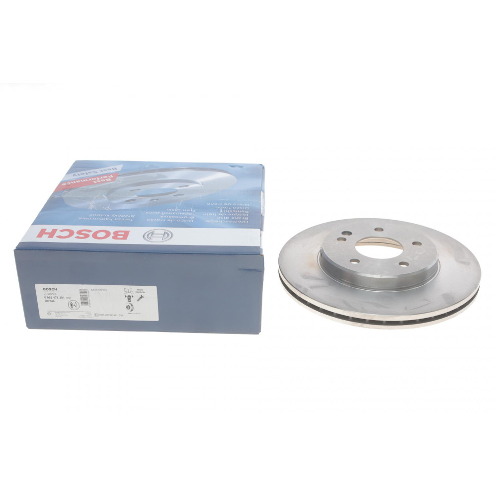 Диск тормозной передний Mercedes C-class W202 93-00 284x22 вентилируемый - 0 986 478 301 BOSCH