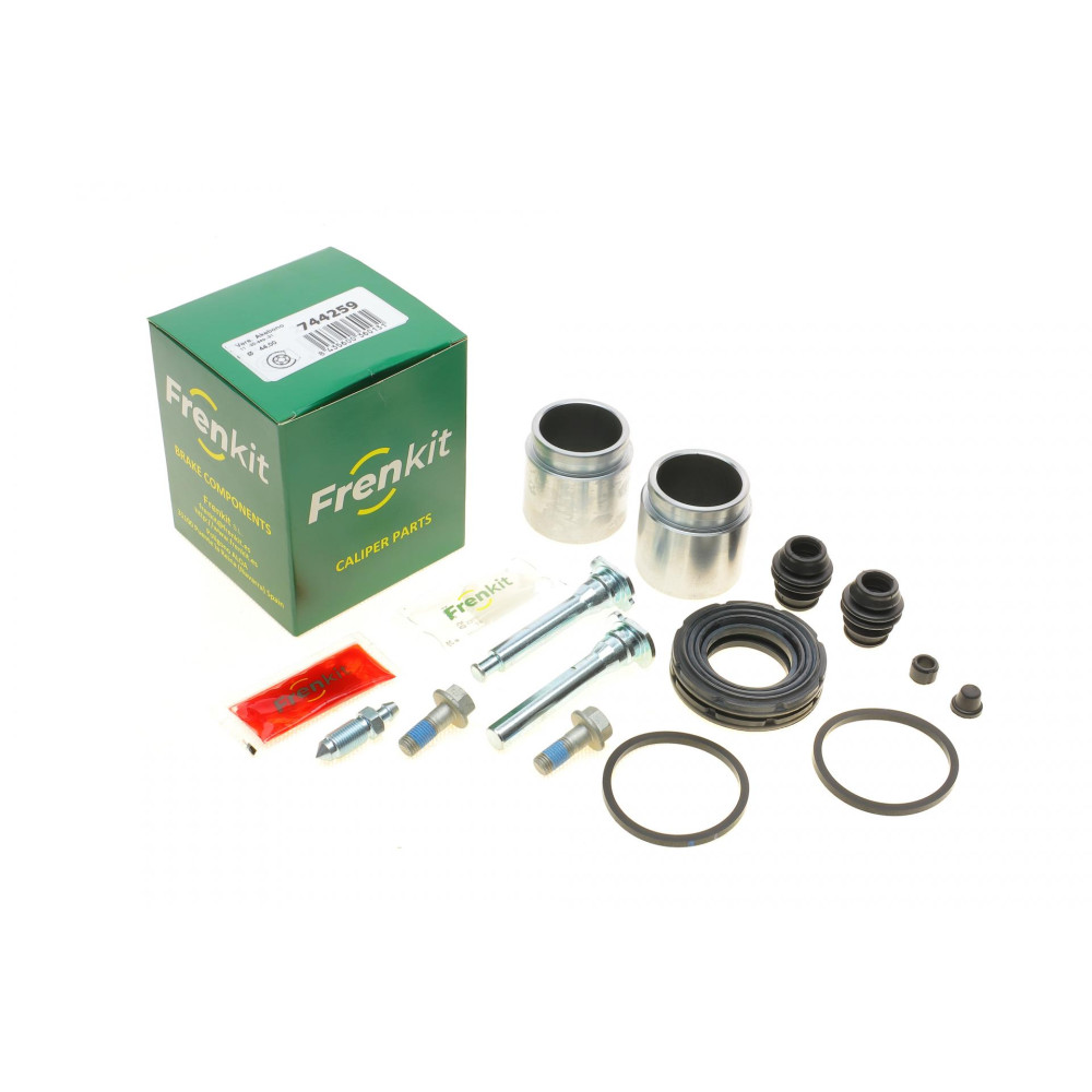 Ремкомплект супорта переднього Nissan X-Trail 1.3 13- d=45mm +2 поршня/направляюча Akebono 744259 FRENKIT