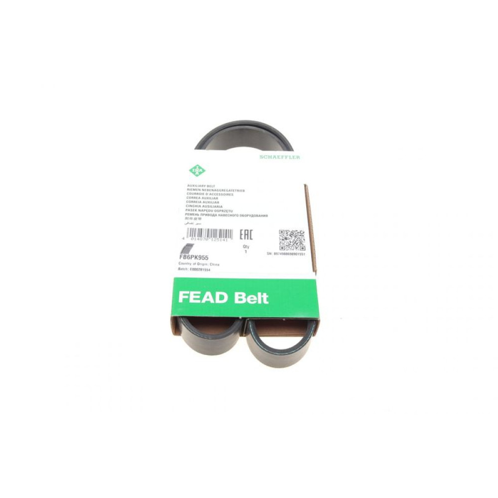 Ремінь генератора VW Golf/Skoda Octavia 2.0i 04-13/Mazda 2/3 1.5 13-/Kia Ceed/Cerato 1.4/1.6 07- FB 6PK955 INA