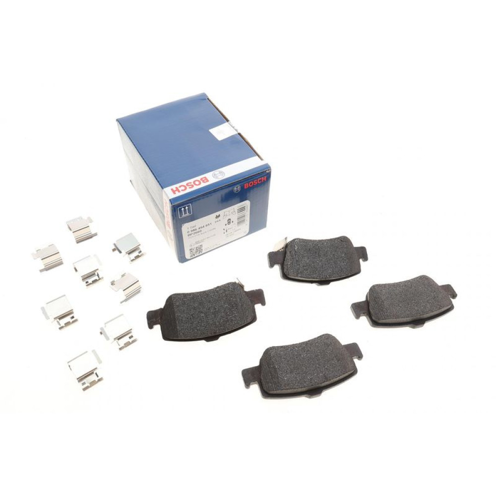 Колодки гальмівні задні Toyota Auris 06-/Corolla 1.3-2.0D 12- з прижимной пластиной - 0 986 494 651 BOSCH