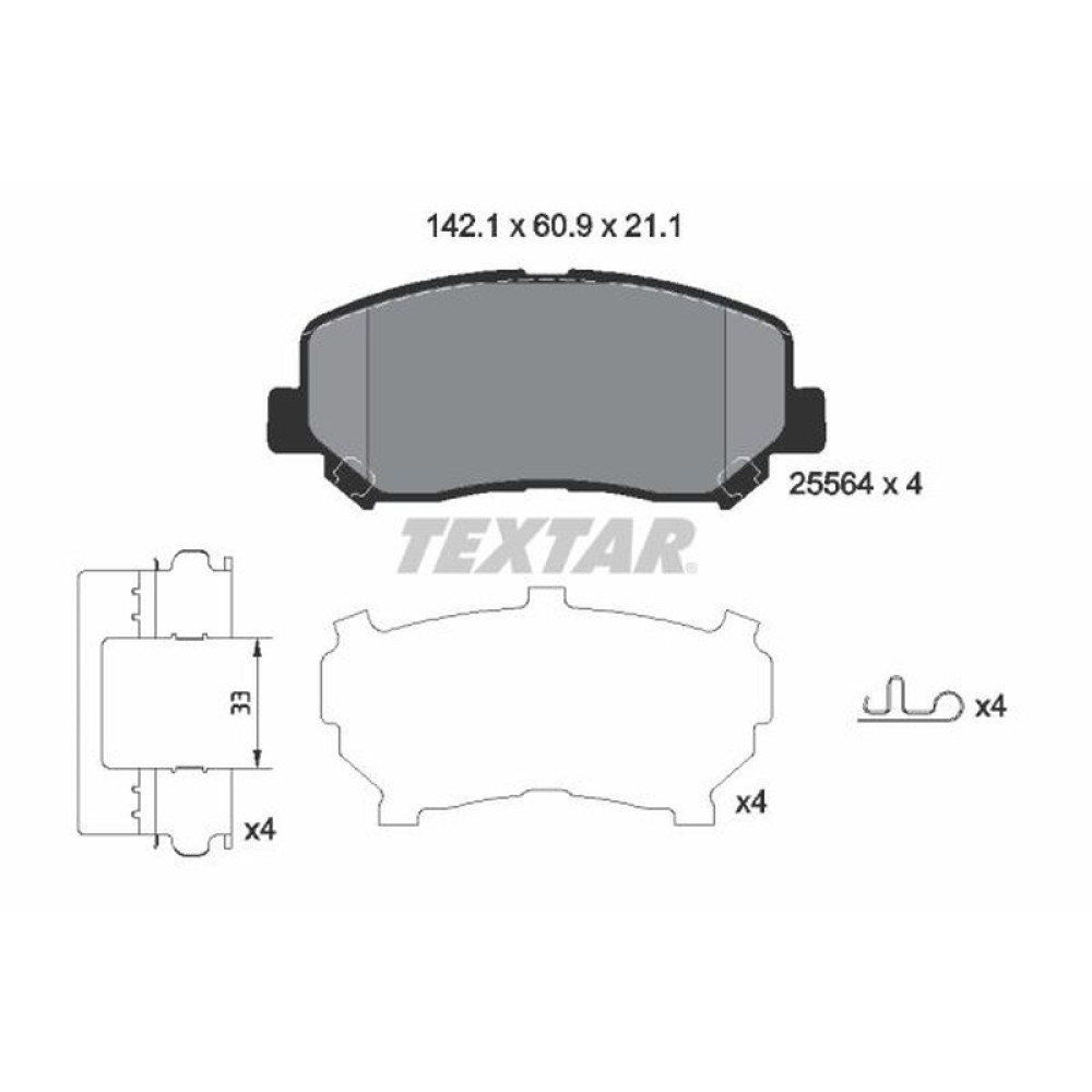 Колодки гальмівні передні Jeep Cherokee 2.0-2.2 CRD/3.2 13- Akebono Q+ - 2556403 TEXTAR