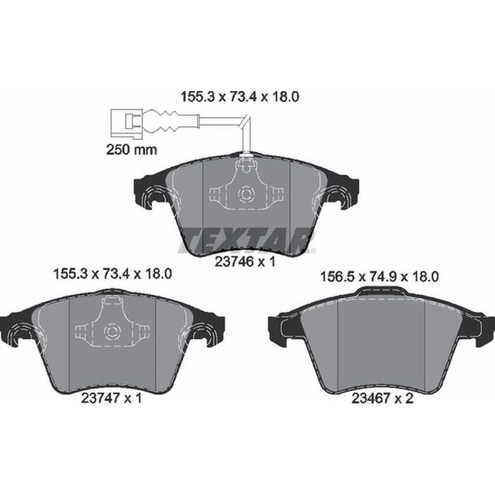 Колодки гальмівні передні VW T5/Multivan V 03-15/Multivan VI 15- Ate-Teves Q+ з датчиком - 2374601 TEXTAR
