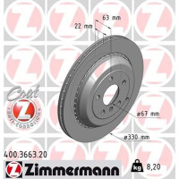 Диск тормозной задний Mercedes GL-class X164/M-class W164 06-330x22 с покрытием вентилируемый - 400.3663.20 ZIMMERMANN