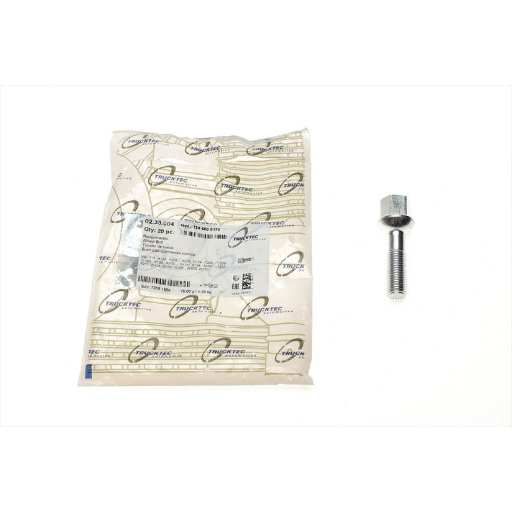 Болт колеса Mercedes A-class W168/E-class W210 M12x1.5mm - 02.33.004 TRUCKTEC AUTOMOTIVE