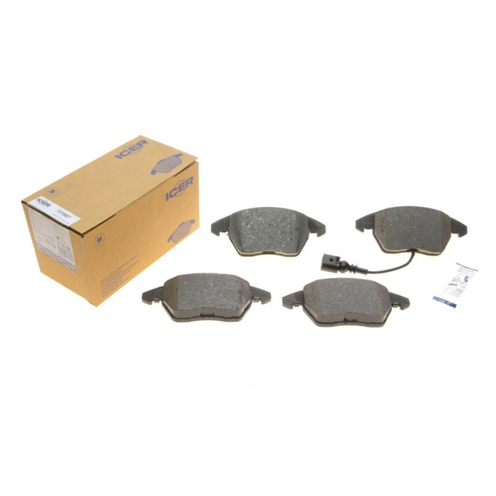 Колодки гальмівні передні Skoda Fabia/Rapid 10-/Octavia/VW Caddy 04-15/Golf/Passat 03- +датчик 181567 ICER