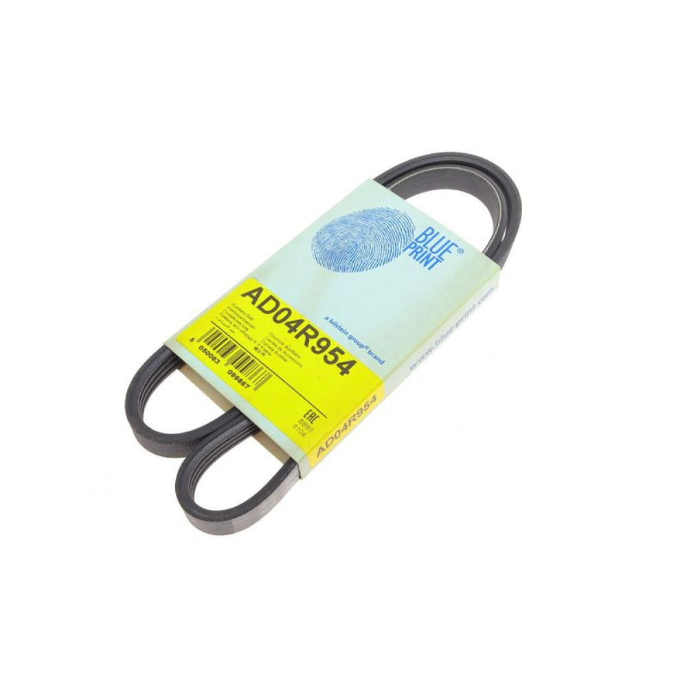 Ремень генератора Mitsubishi Pajero 3.0 V6 90-00/ Chevrolet Matiz 1.0 05-/ Mazda Demio 1.3-1.5 98-03 AD04R954 BLUE PRINT