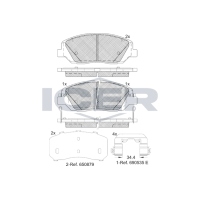 Колодки гальмівні передні Hyundai Santa Fe III 12-/Ssangyong Korando III 10- 181997-233 ICER