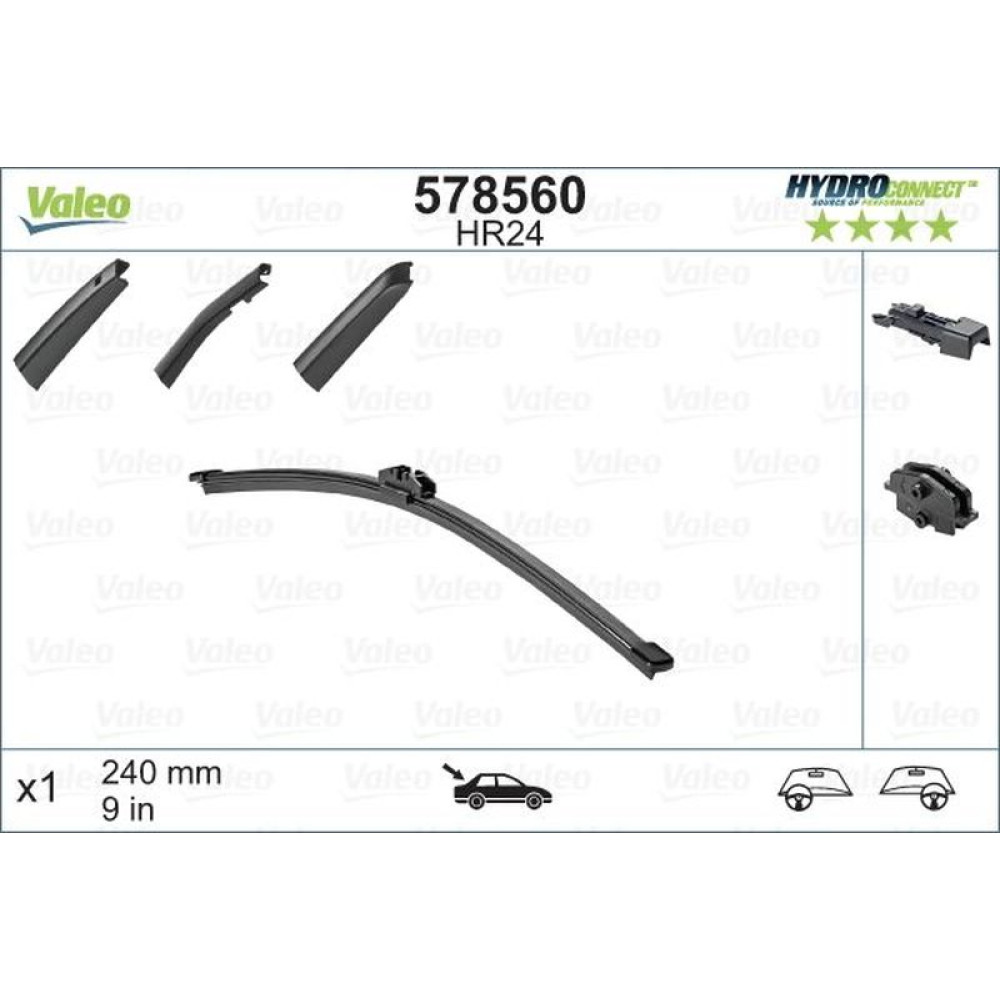 Щетка стеклоочистителя задняя 240mm Citroen C5 III/Renault Clio IV 08- - 578560 VALEO