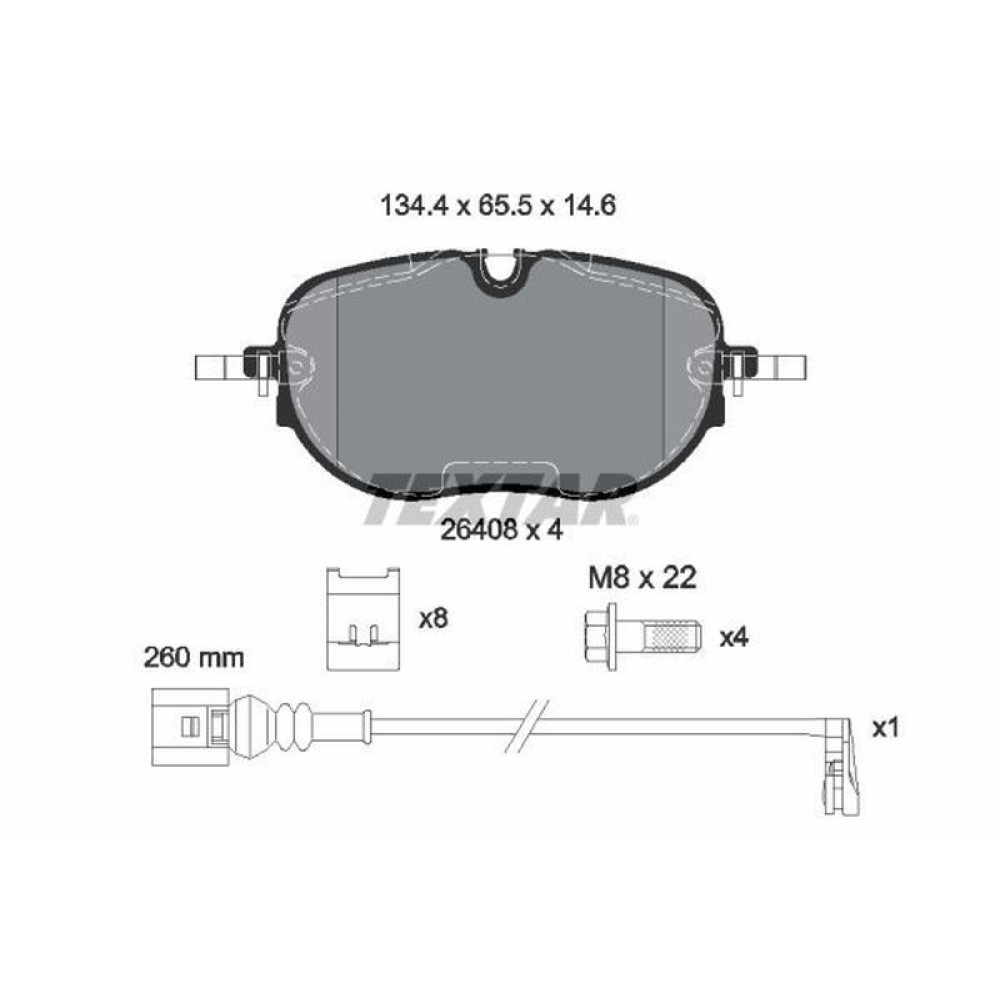 Колодки гальмівні передні VW ID.3 19- +датчик - 2640801 TEXTAR