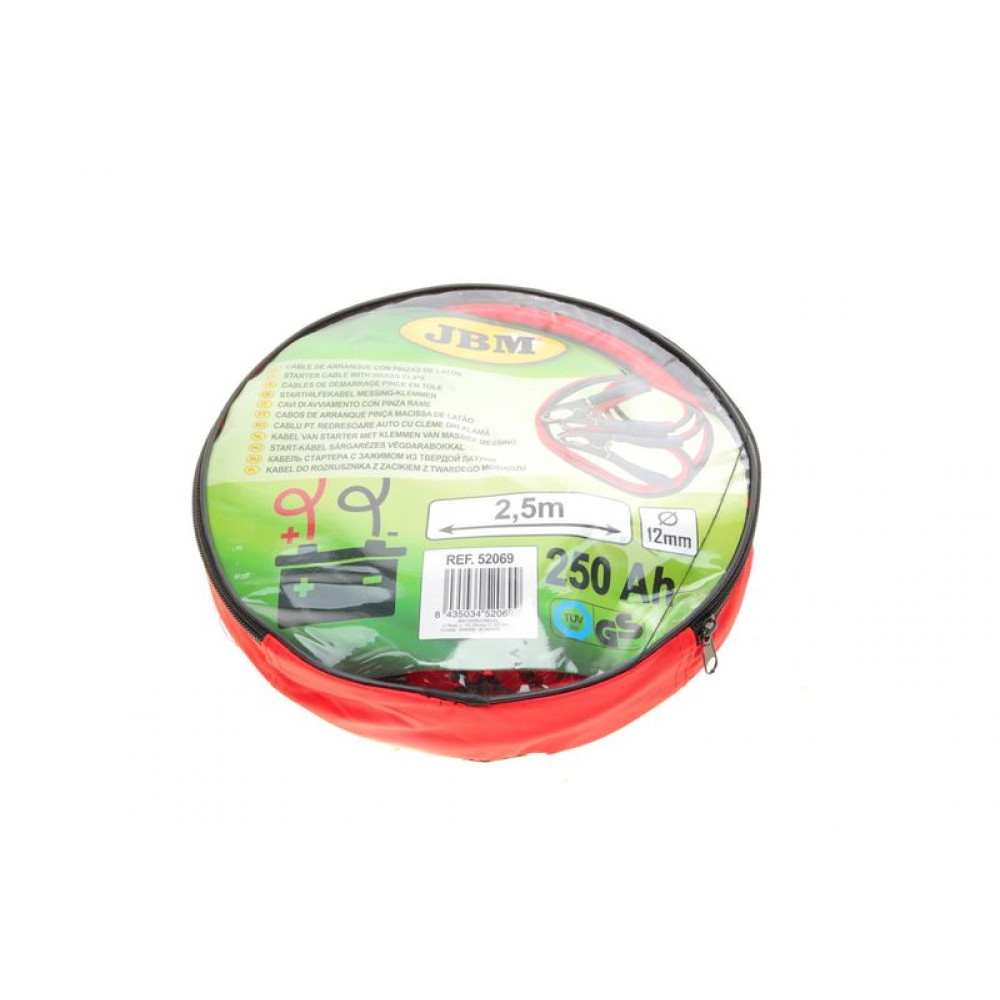 Кабель стартера 2,5 м +зажими з латуні 12mm/250 Ah - 52069 JBM