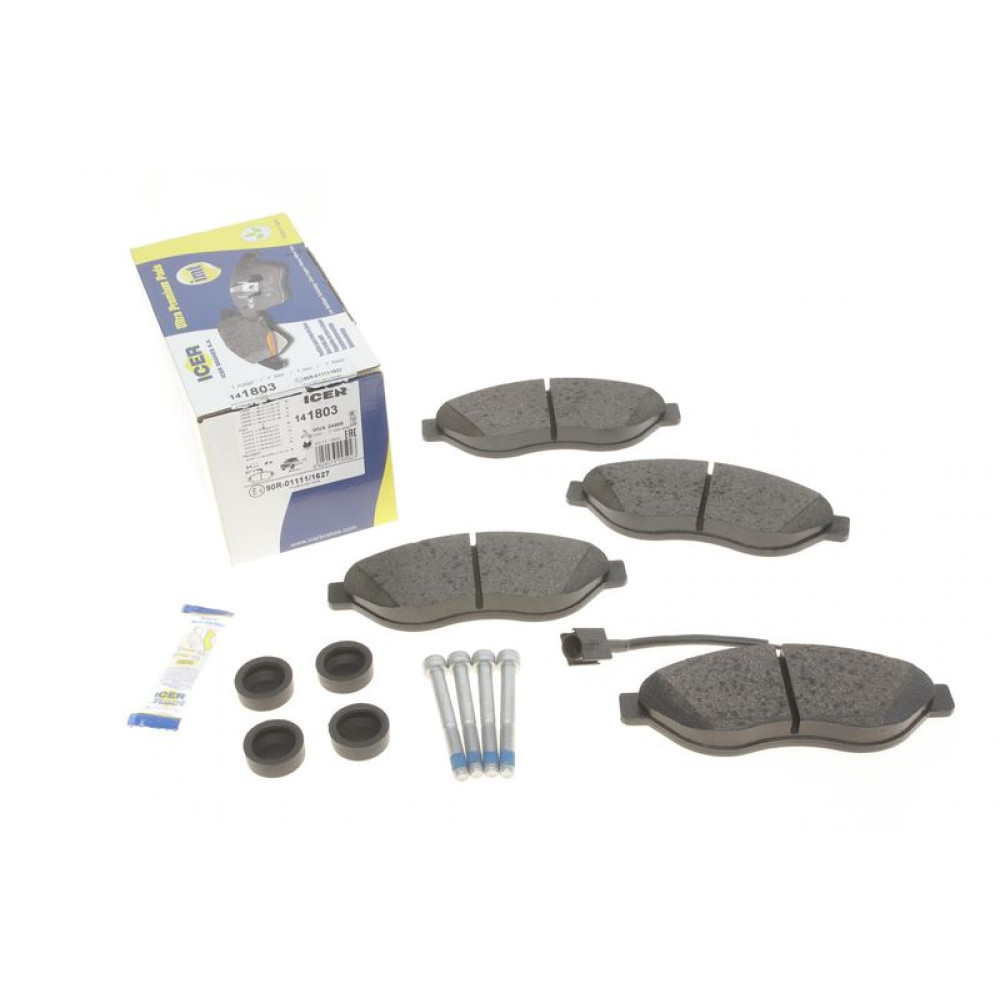 Колодки тормозные передние Citroen Jumper/Fiat Ducato/Peugeot Boxer 06- +датчик 141803 ICER