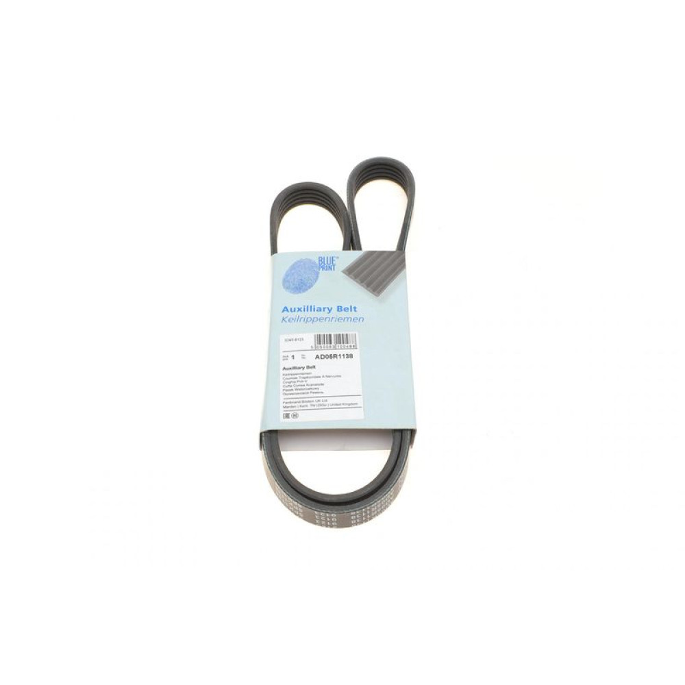 Ремень генератора Peugeot 605 2.0 89-99/ Ford Fiesta1.8 95-03/ Honda Civic/ Fit/ Jazz 1.2-1.4 02- AD05R1138 BLUE PRINT