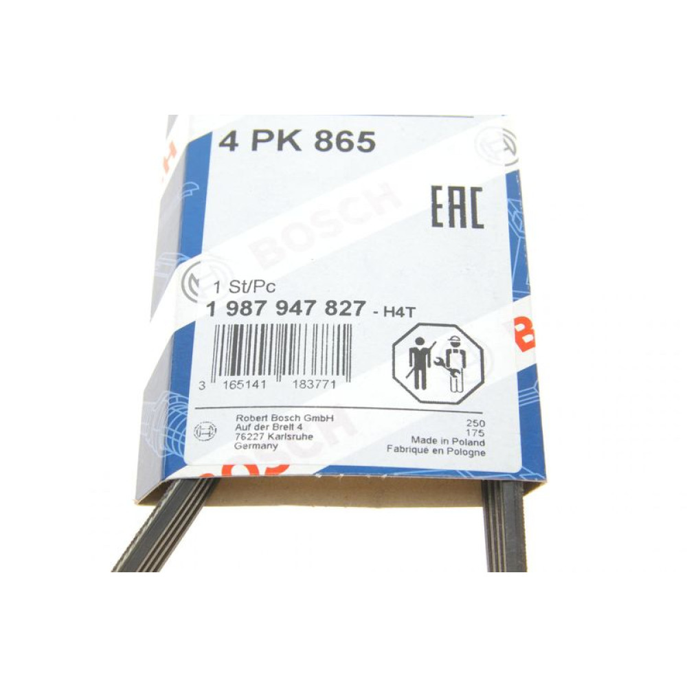 Ремень генератора BMW 3 E46 5 E39/E60/7 E65/E66/E67/X3 E83/X5 E53 2.5/3.0D 00-10 4PK865 - 1 987 947 827 BOSCH
